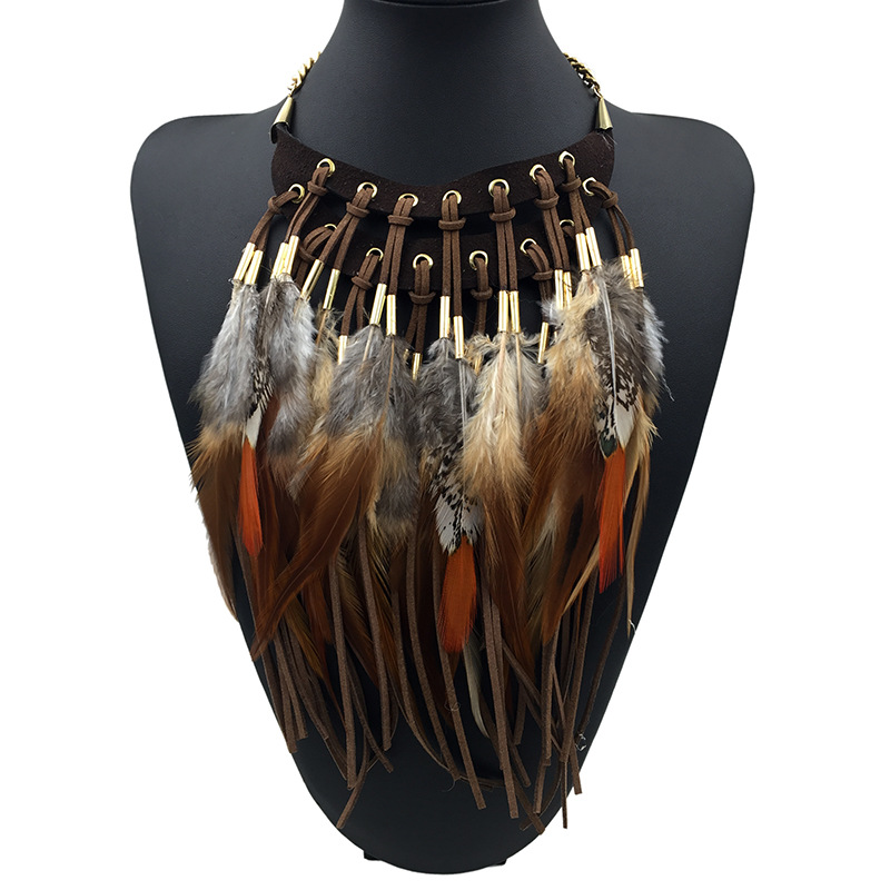 Latest Ethnic Fashion For Women - สร้อยคอแฟชั่นหรูหราเส้นใหญ่หลายชาติพันธุ์2023สร้อยคอโช้คเกอร์ขนนกสร้อยคอและจี้เครื่องประดับอัญมณีผู้หญิง