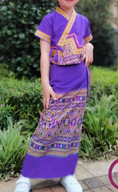 Batik Sarong Wrap - ชุดเดรสเด็กผู้หญิงแบบไทยสไตล์พื้นเมืองสำหรับเทศกาลฤดูร้อน
