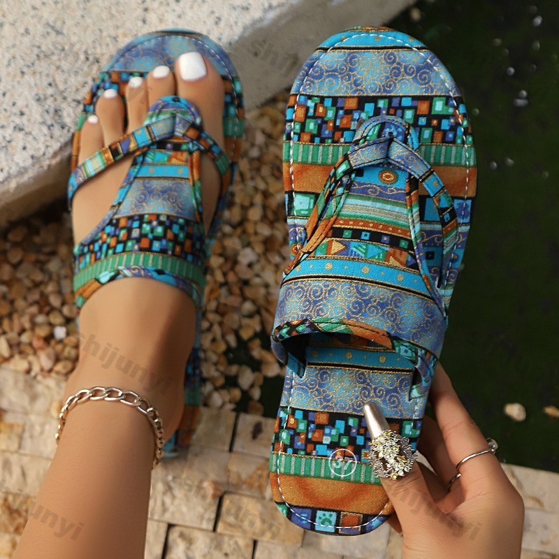 New Ethnic Fashion - รองเท้าแตะสตรีขนาดใหญ่ 2025 ฤดูร้อนใหม่น้ําหนักเบาสบาย Flip Flops แฟชั่น