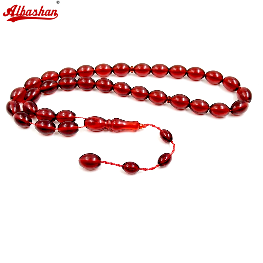 Ethnic Fashion Store - ลูกประคำเรซิ่นสีแดง 33 เม็ด สร้อยข้อมือสำหรับสวดมนต์ ของขวัญ ADHA