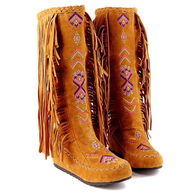 รองเท้าบูทพู่ห้อย งานปักมือ แฟ - The Ethnic Fashion บทวิจารณ์และราคา