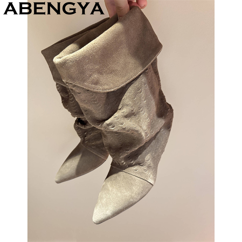 รองเท้าบูทสั้นระดับกลางน่องสำห - The Ethnic Fashion บทวิจารณ์และราคา