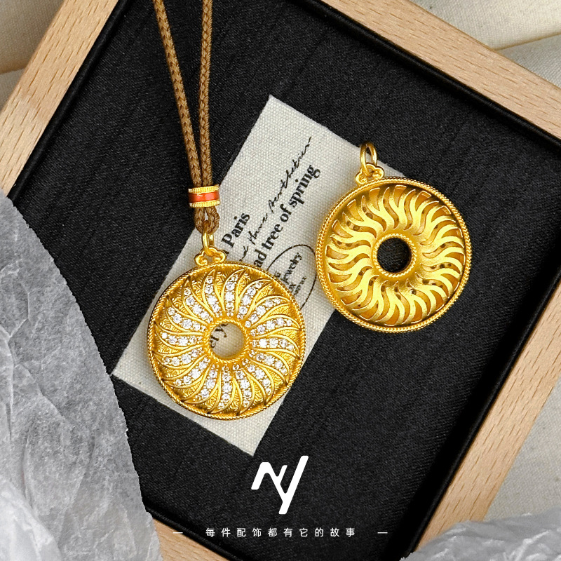 สร้อยคอจี้ดอกทานตะวันเพชรโบราณ - Ethnic Fashion Store บทวิจารณ์และราคา