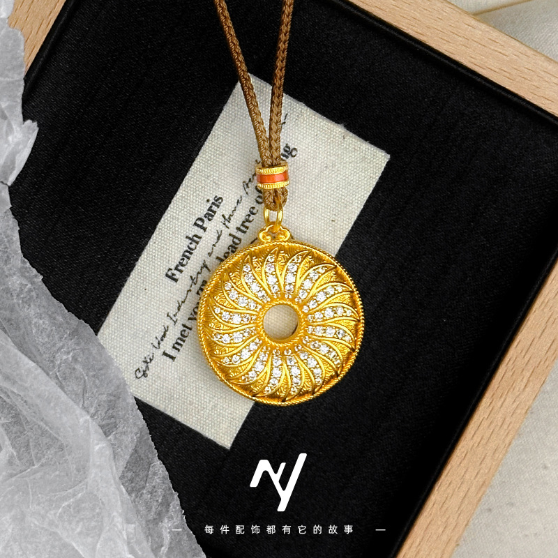 สร้อยคอจี้ดอกทานตะวันเพชรโบราณ - Ethnic Fashion Store บทวิจารณ์และราคา