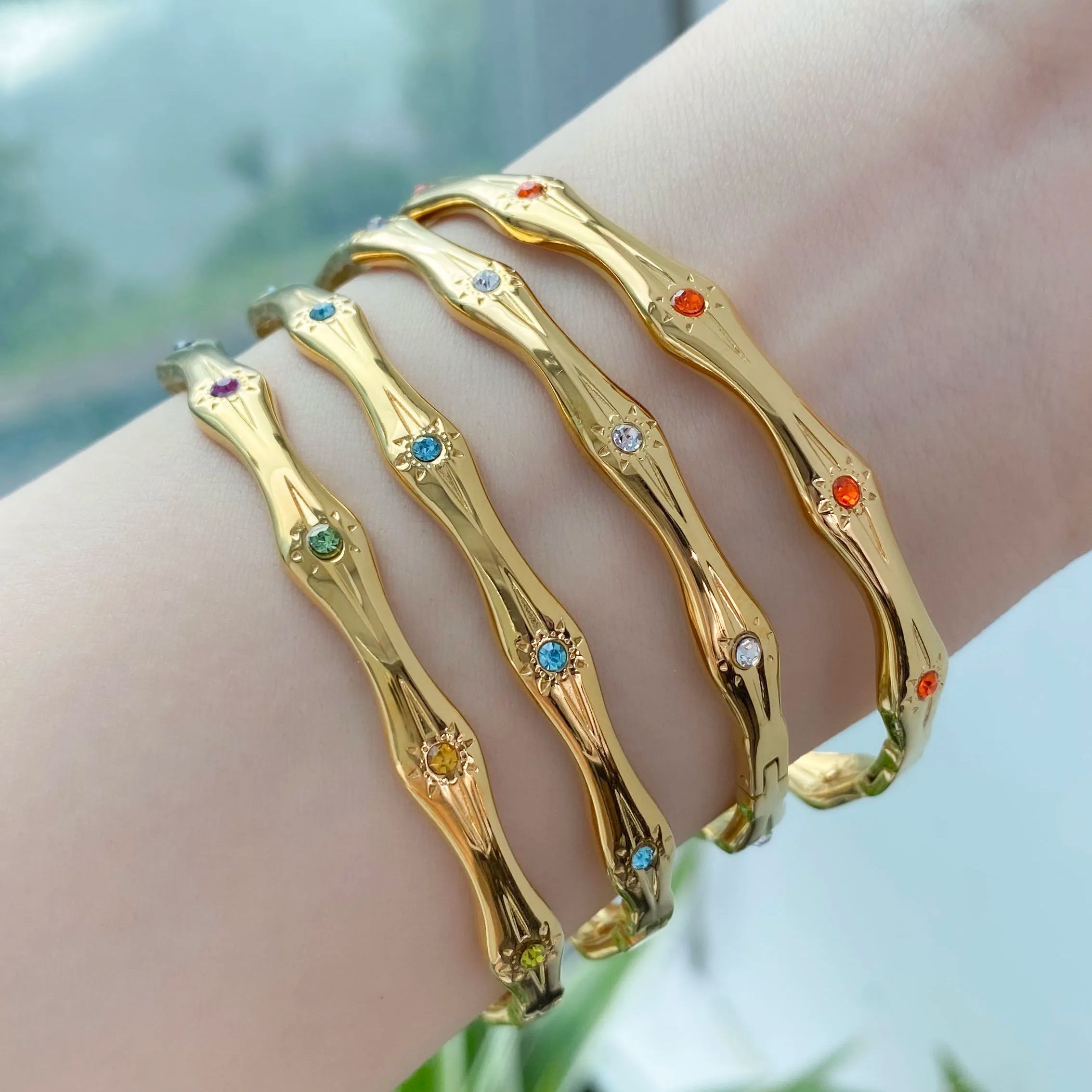 CARLIDANA กำไลข้อมือสแตนเลสชุบ - Latest Ethnic Fashion For Women บทวิจารณ์และราคา