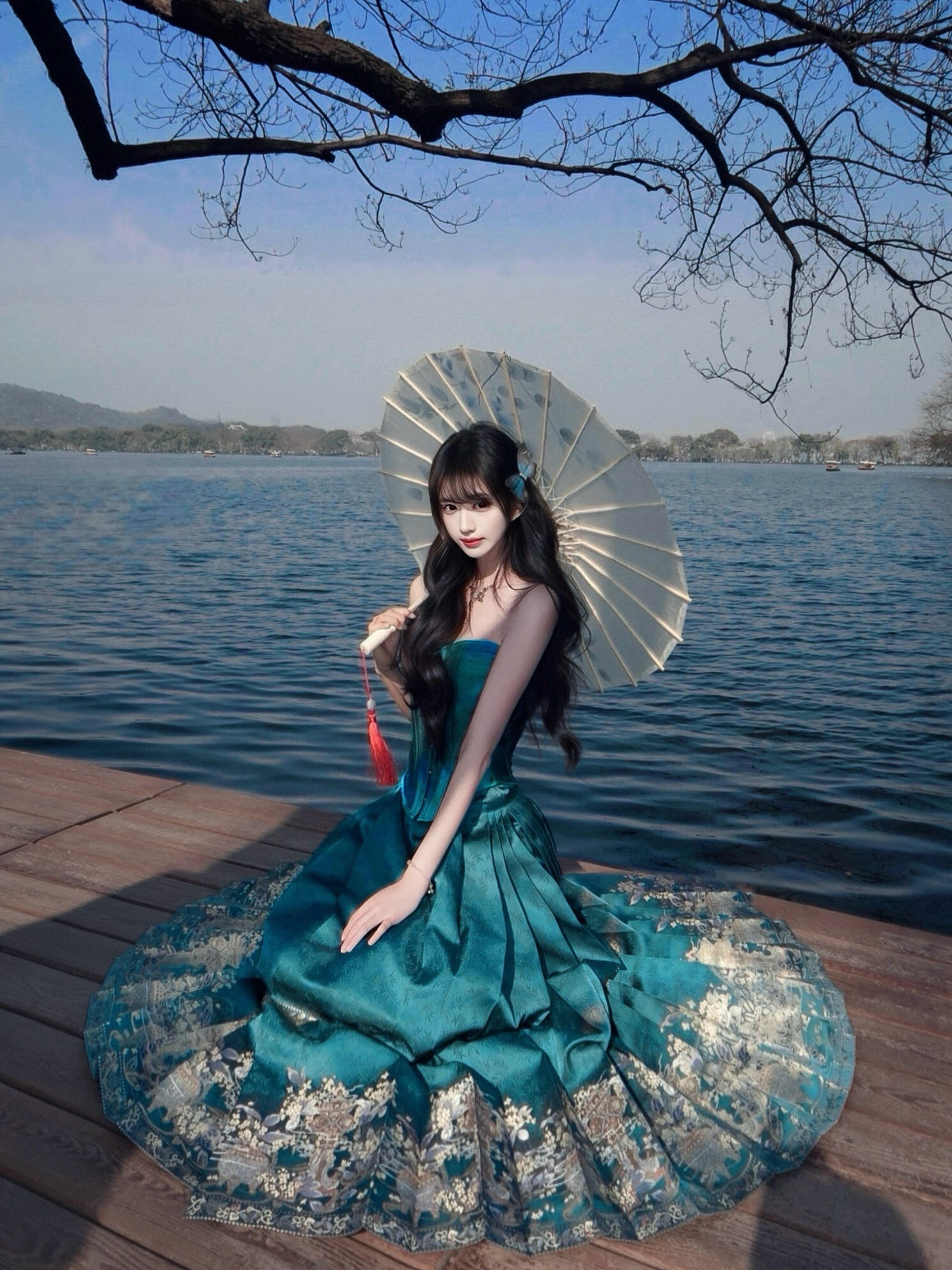 ชุดฮันฝูสไตล์จีนใหม่สีน้ำเงินส - New Ethnic Fashion บทวิจารณ์และราคา